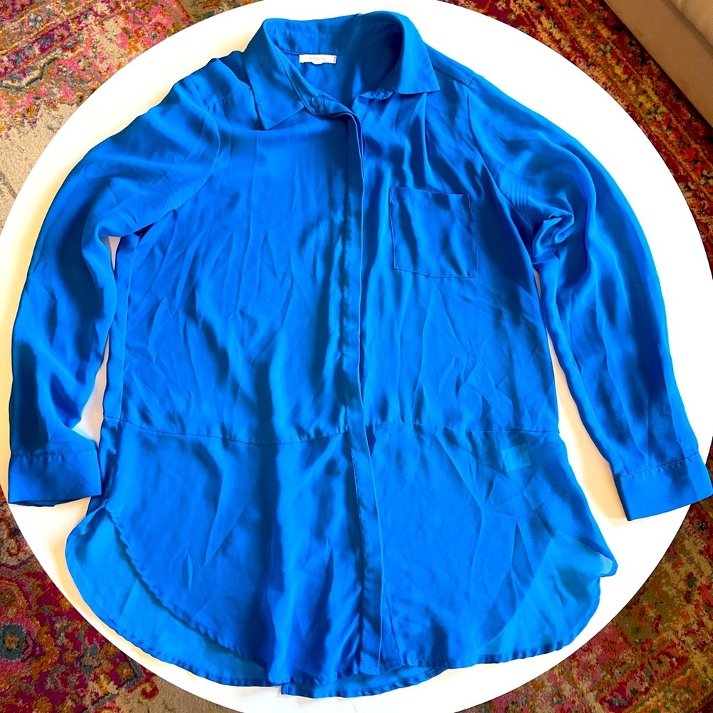 Pleione Royal Blue Button Down Blouse